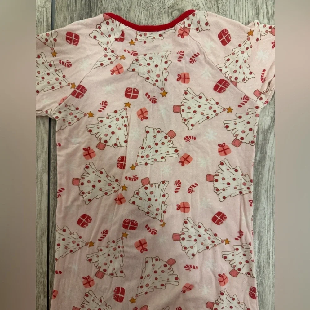 Caden Lane Pink and Red Holiday Kids One Piece Pajamas